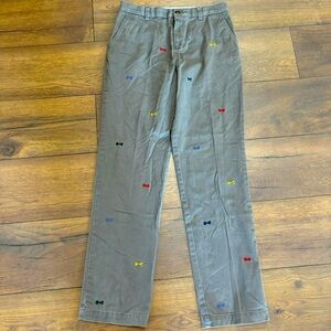 Brooks Brothers Kids Pants with Embroidered Bow Tie Design